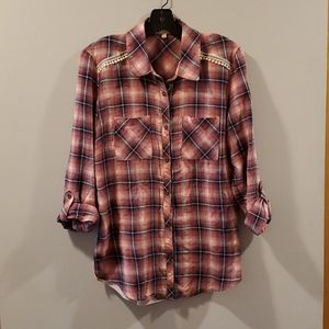 LAST CHANCE Plaid Shirt With Printed Back
